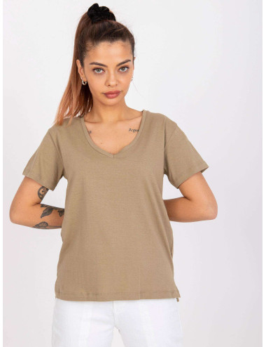 Dark beige cotton t-shirt for women Salina MAYFLIES 