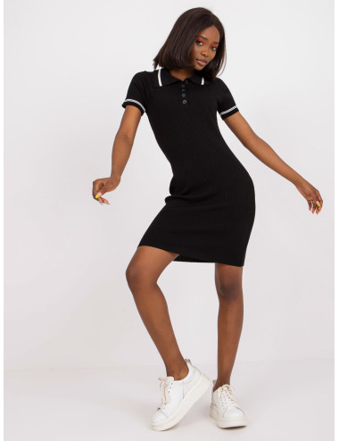 Black Fit Short Sleeve Mini Dress 
