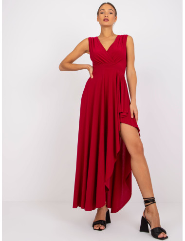 Dark Red Celina Wrap Maxi Dress  