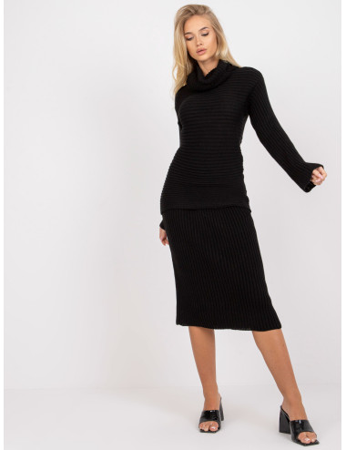 Black Two Piece Casual Knitted Set  