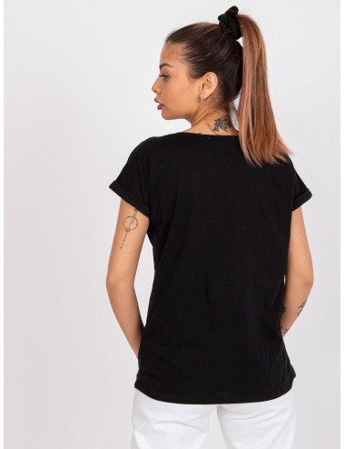 Black T-shirt with cotton print Pola MAYFLIES 