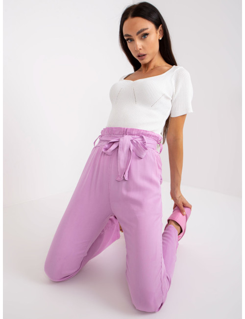 Purple High Waist Fabric Pants  