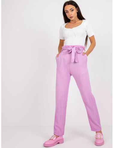 Purple High Waist Fabric Pants  