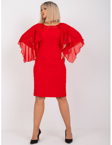 Red Plus Size Dress with Oddity Applique  