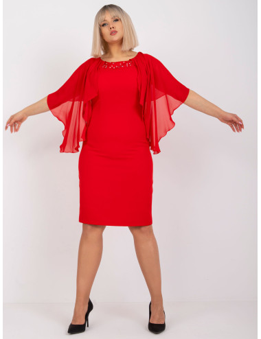 Red Plus Size Dress with Oddity Applique  