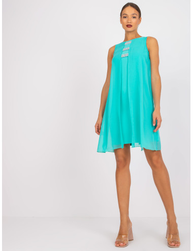 Mint cocktail dress with Rosee applique  