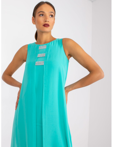 Mint cocktail dress with Rosee applique  