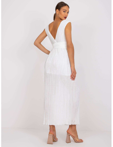 Ewelina White Pleated Evening Dress 