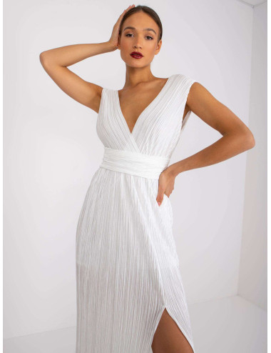 Ewelina White Pleated Evening Dress 