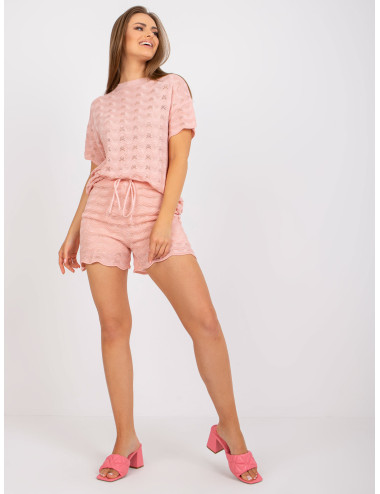 Pink two-piece summer set with shorts 
