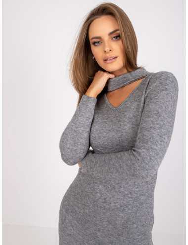Grey Fit Long Sleeve Knitted Dress  