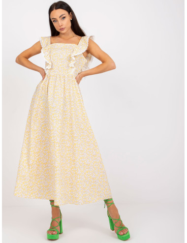 Yellow Cotton Summer Dress with Prints 