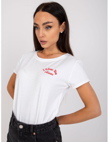 White and red T-shirt with embroidery 