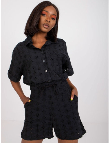 Black two-piece summer set with short sleeves 