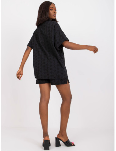 Black two-piece summer set with short sleeves 
