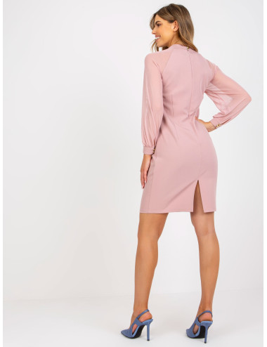 Dirty pink mini cocktail dress with mesh  
