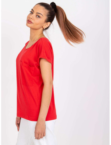Red T-shirt with pocket cotton Ventura MAYFLIES 