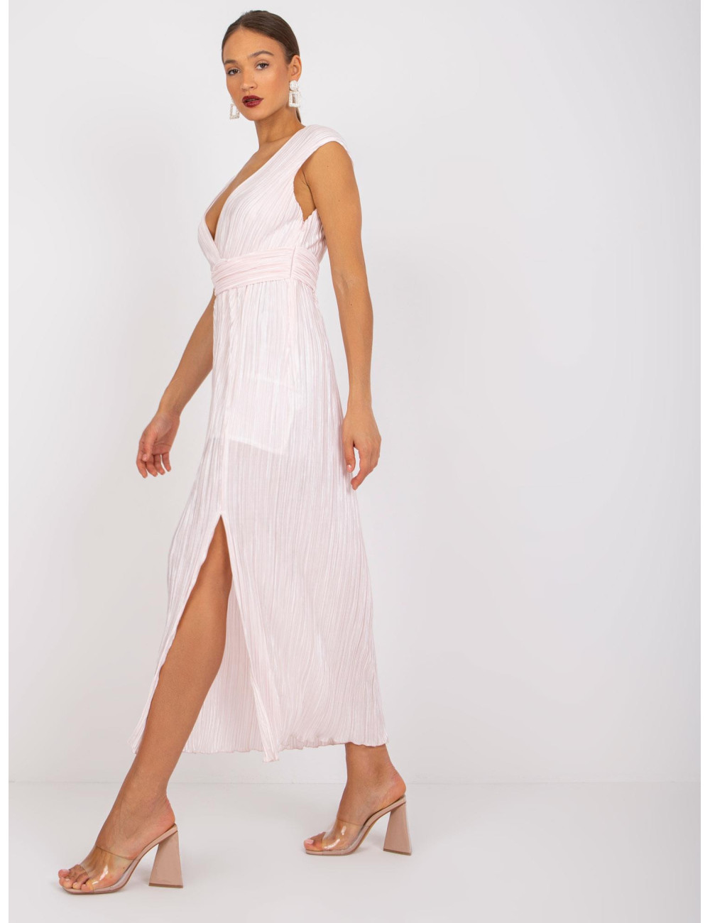 Pale Pink Ewelina Wrap Maxi Dress 