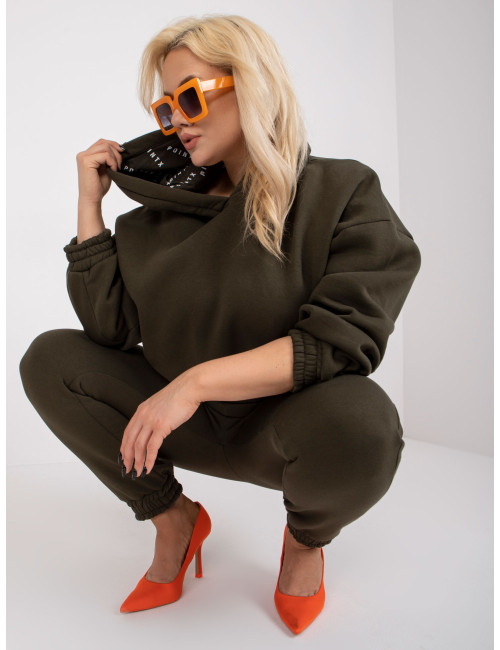 Khaki sweatshirt plus size set with trousers  