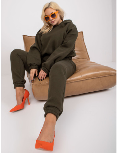 Khaki sweatshirt plus size set with trousers  