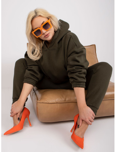 Khaki sweatshirt plus size set with trousers  