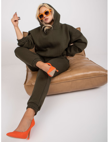 Khaki sweatshirt plus size set with trousers  