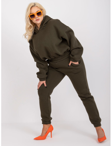 Khaki sweatshirt plus size set with trousers  