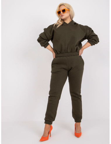 Khaki sweatshirt plus size set with trousers  