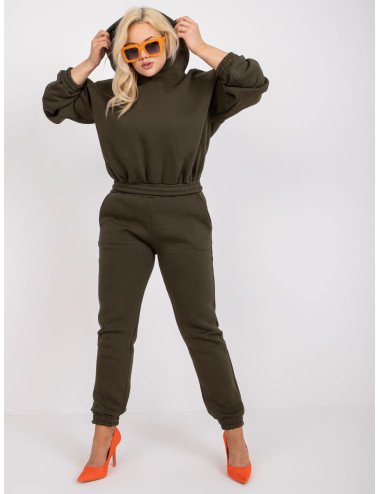 Khaki sweatshirt plus size set with trousers  