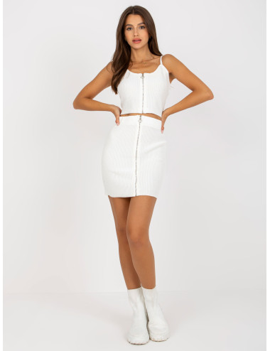 White ribbed summer set with skirt 