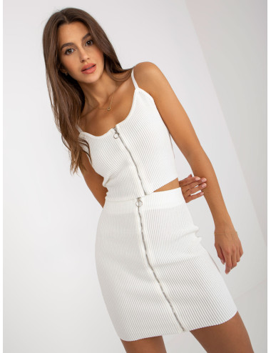 White ribbed summer set with skirt 