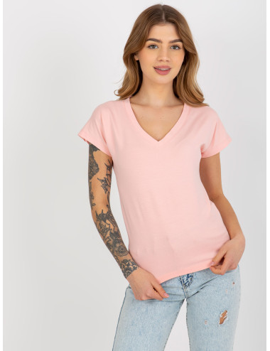 Peach classic V-neck basic t-shirt  
