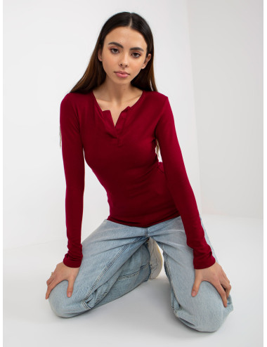 Burgundy fitted blouse for casual viscose 