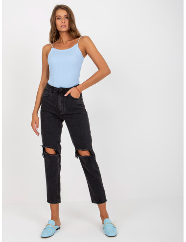 Black mom fit jeans with holes 