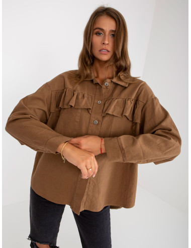 Brown cotton one size shirt with pockets 