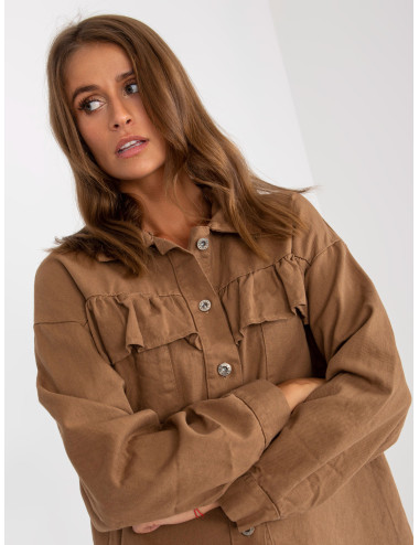 Brown cotton one size shirt with pockets 