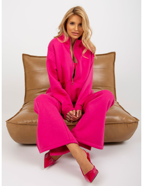 Fuchsia three-piece sweatsuit set with top 