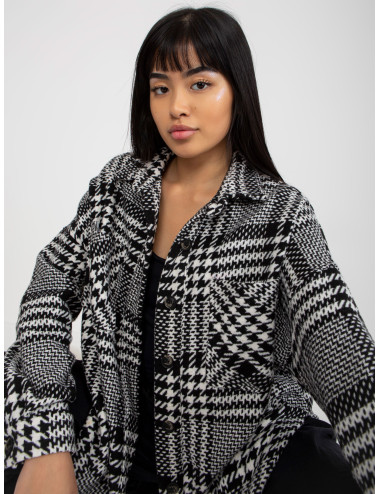 Black and white women's houndstooth top shirt  