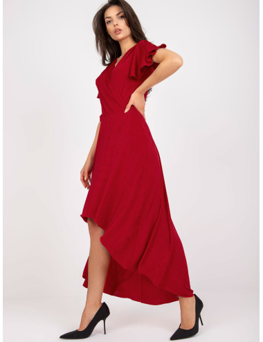 Red evening dress with longer back 
