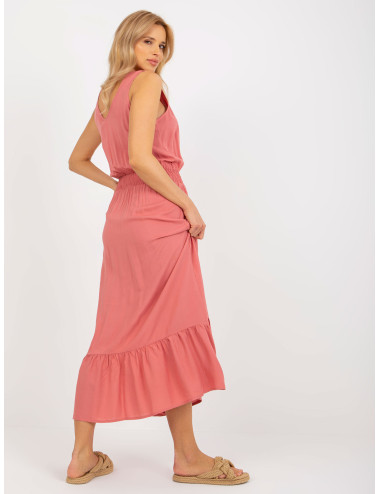 Dark Pink Sleeveless Ruffle Maxi Dress FRESH MADE 