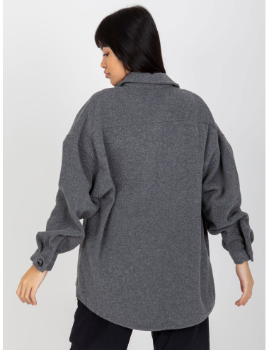 Dark gray warm women's shirt with pockets   