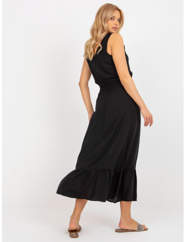 Black maxi dress with frill and elastic waistband FRESH MADE 