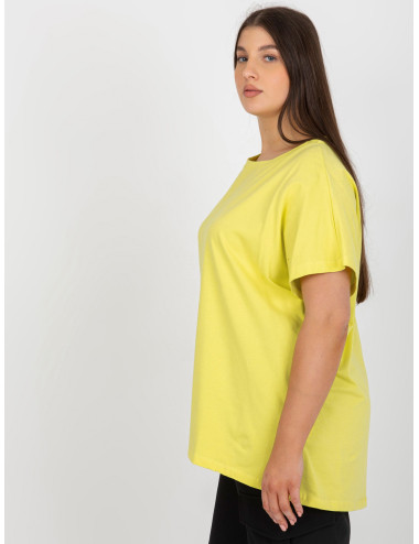 Light lime cotton t-shirt for women plus size basic  