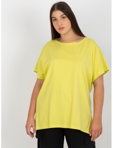 Light lime cotton t-shirt for women plus size basic  