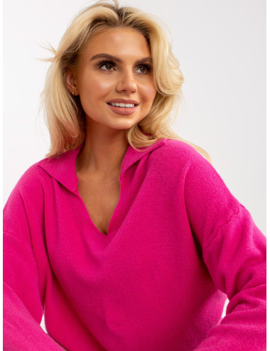 Fuchsia Two Piece Casual Knitted Set  