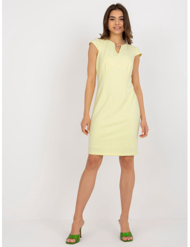 Light Yellow Short Sleeve Cocktail Dress 
