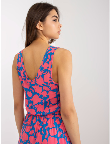Turquoise V-Neck Print Dress FRESH MADE 