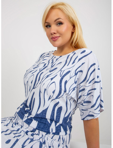 Blue and white mini dress plus size with print  