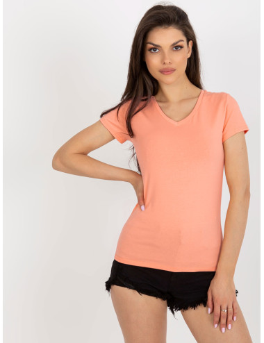 Light orange classic cotton basic t-shirt  