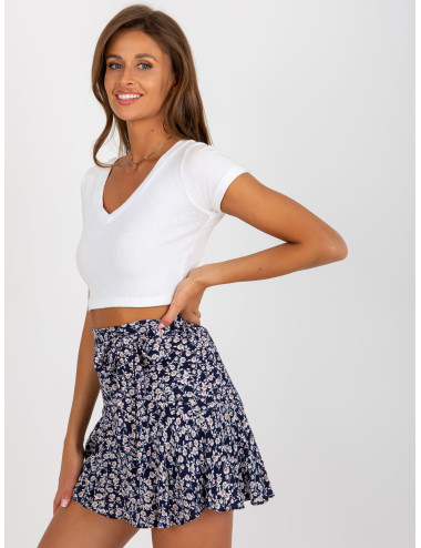 Navy blue floral skirt-shorts 